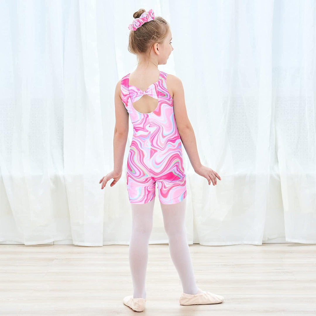 Red Rose Marbling Gymnastics Unitard Biketard