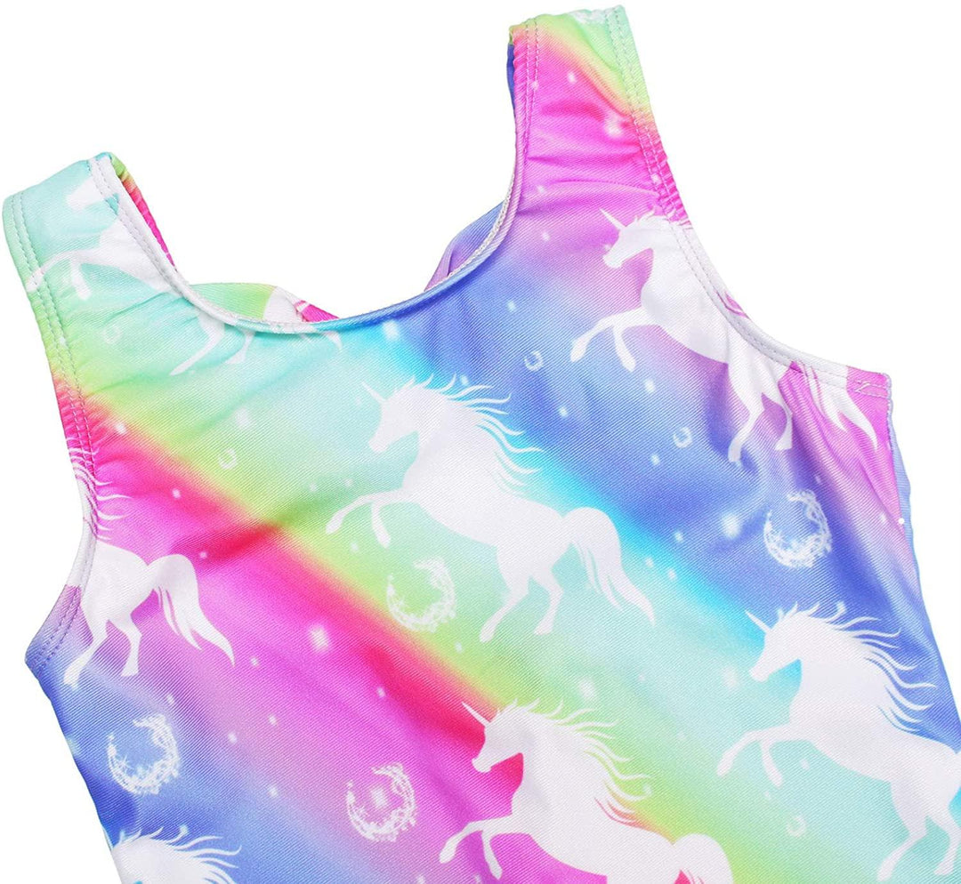 Unicorn Rainbow Stripes Gymnastics Unitard Biketard