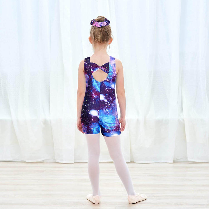 Galaxy Space Gymnastics Short Unitard, Biketard for Toddler Kid Girl-Model_Back