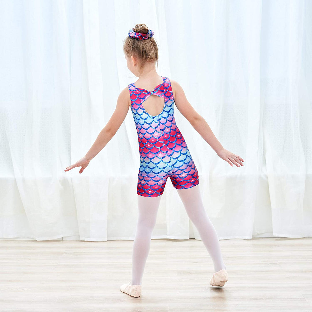 Girls Gymnastics Unitard with Shorts Dance Biketard Tumbling Outfits | JOYSTREAM Model Back