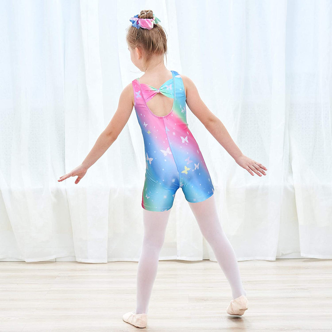 Butterfly Unitard with Shorts One Piece Bodysuit Biketards for Girls - Back