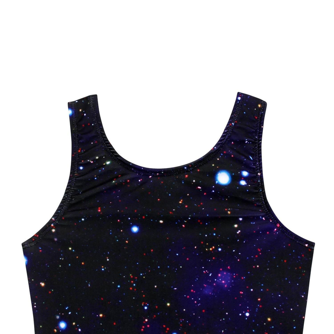 Gymnastics Leotards Girls Unitards, Biketards with Galaxy Pattern-Details