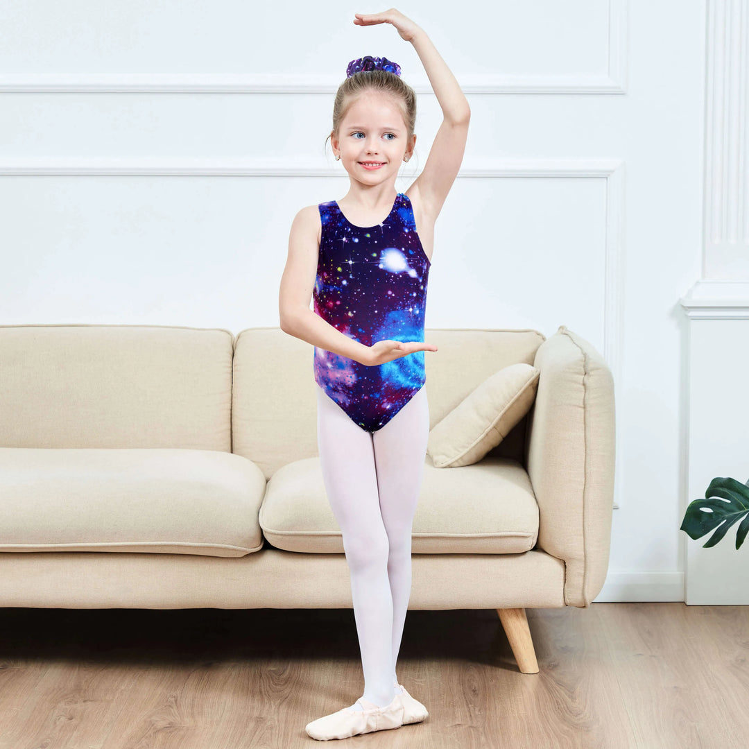 Girls Cosmic Dance Unitards with Hair Scrunchie