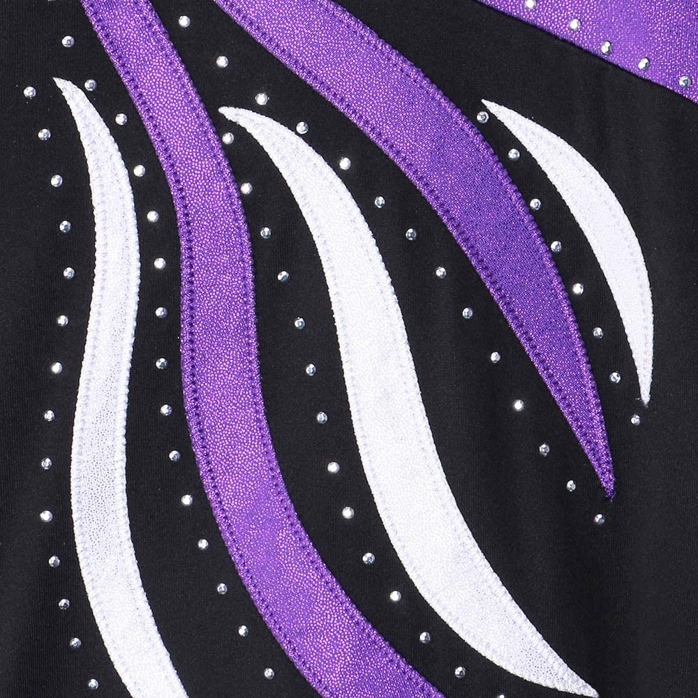 Long Sleeve Black an Purple Diamond Workout Leotard