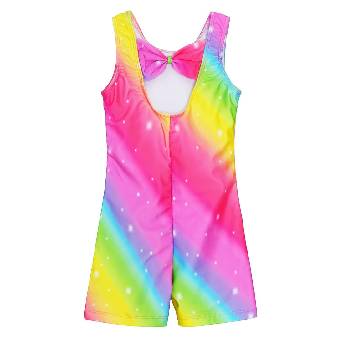 Rainbow Unitard, Biketard with Shorts for Gymnastics and Dance Girls