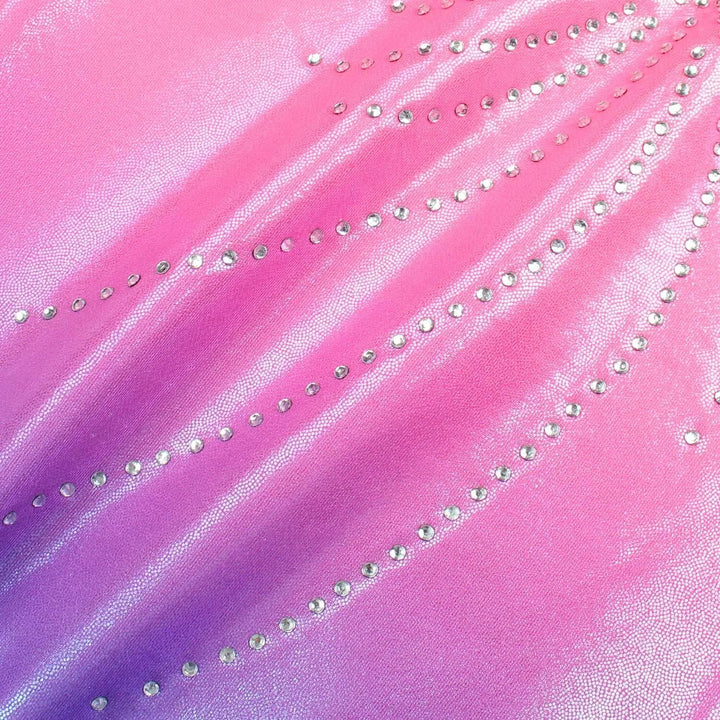 Pink Ombre Gymnastics Leotard with Rhinestones, Sequins Tumbling Girls-Details