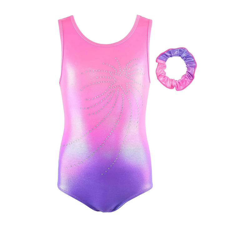 JOYSTREAM Pink to Purple Ombre Crystal Leotard